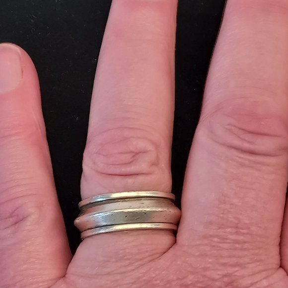 Sterling Band Ring with spinner center sz 9 - Picture 2 of 6